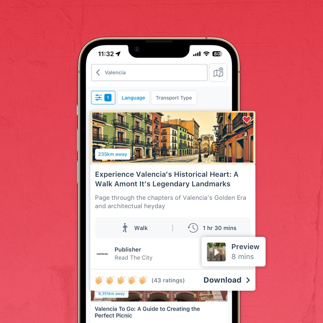 Play audio previews inline, while you browse through tours